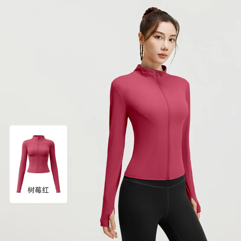 Women's Zipper Long Sleeve Sports Jacket For Fitness And Yoga