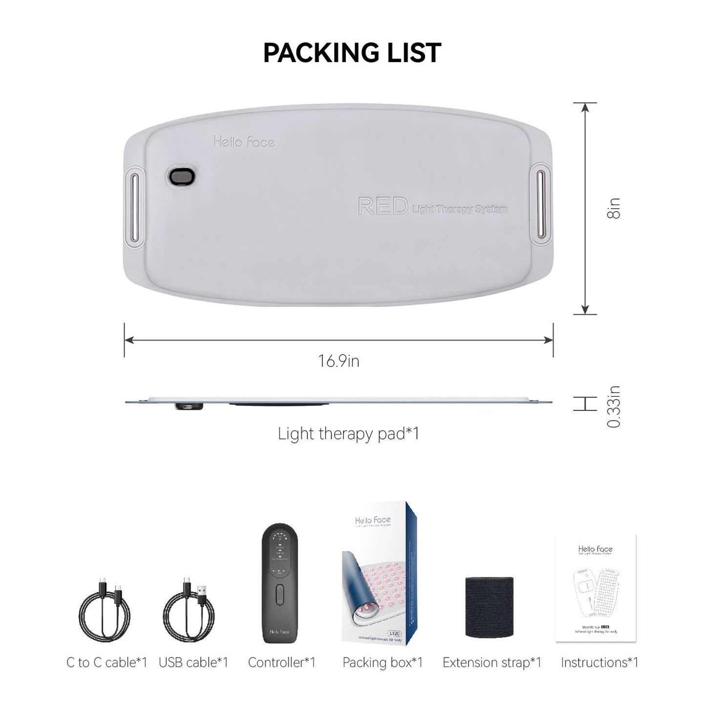 Hello Face Near Infrared Red Light Therapy Belt With LED Pad