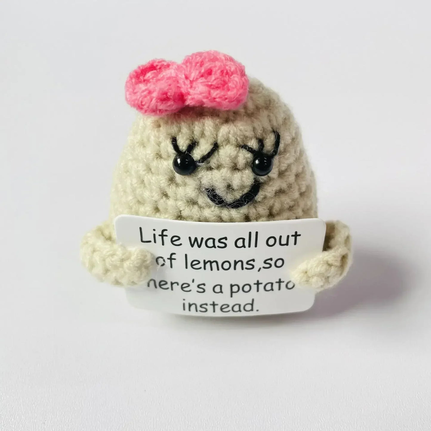 Positive Energy Potato Hug Plush Doll Handmade Wool Knit Gift