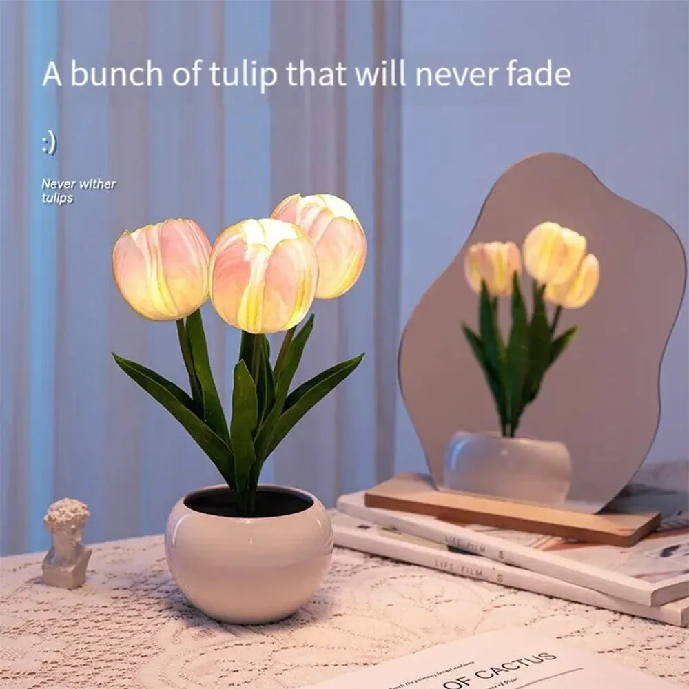 LED Tulip Night Light Lamp For Desk And Room Decor