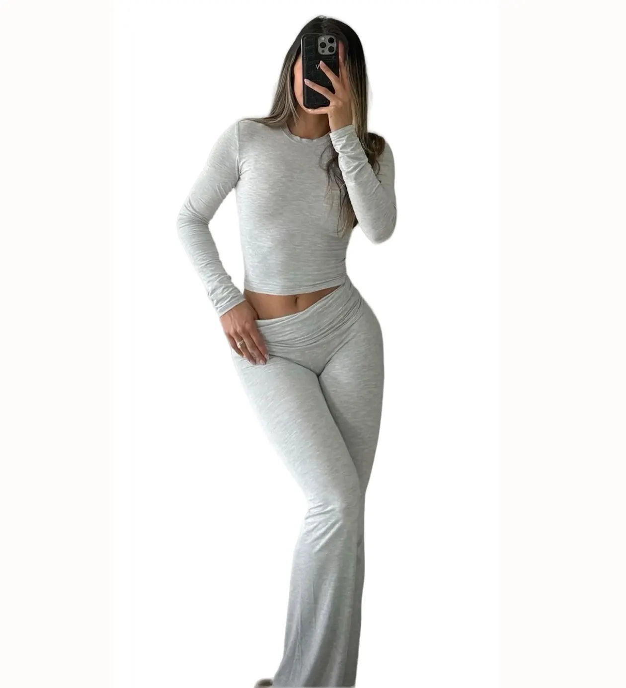 Women's Yoga Two-Piece Set Long Sleeve Wide-Leg Activewear