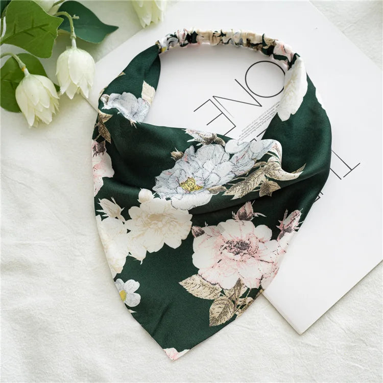 Summer Vintage Print Flower Beach Bandana Hair Scarf Fashion Elastic Rubber Headbands for Women Girl Hair Accessories