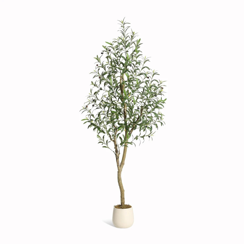 HiMISS Olive Trees Artificial Indoor Tree with White Planter