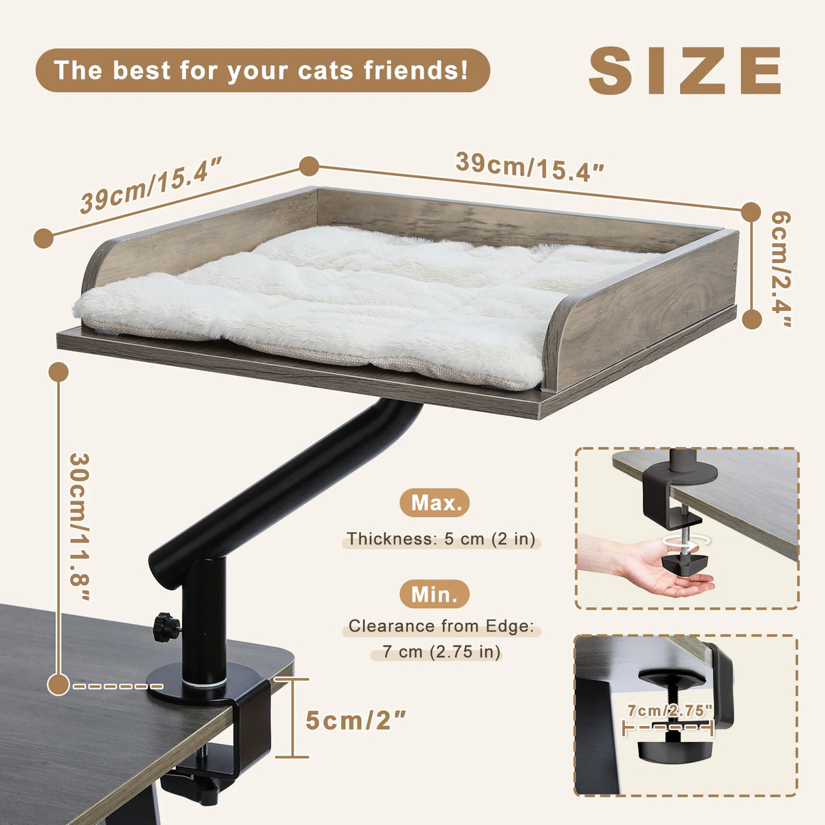 Clamp-On Rotating Cat Desk Bed