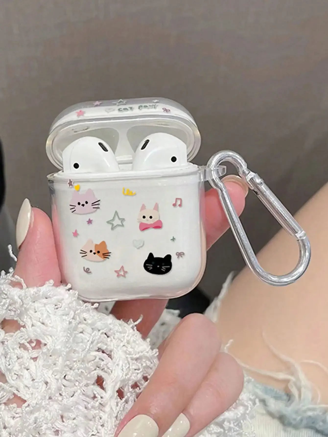Cat Pattern Transparent Earphone Case For AirPods Pro