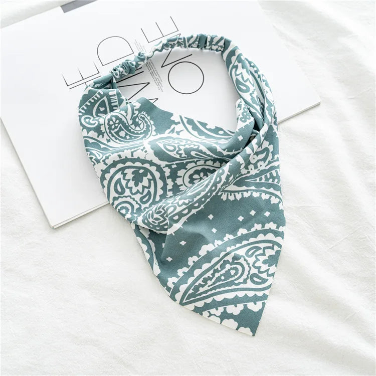 Summer Vintage Print Flower Beach Bandana Hair Scarf Fashion Elastic Rubber Headbands for Women Girl Hair Accessories