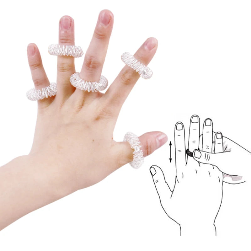 10/20pcs Hot Sale Finger Massage Ring Stainless Steel Relief Stress Promote Blood Circulation Body Massage Acupuncture Ring