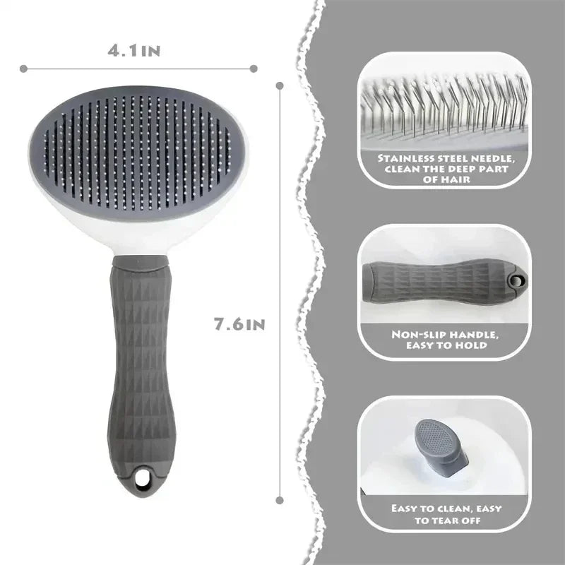 Self Cleaning Grooming Brush For Dogs And Cats Dematting Comb