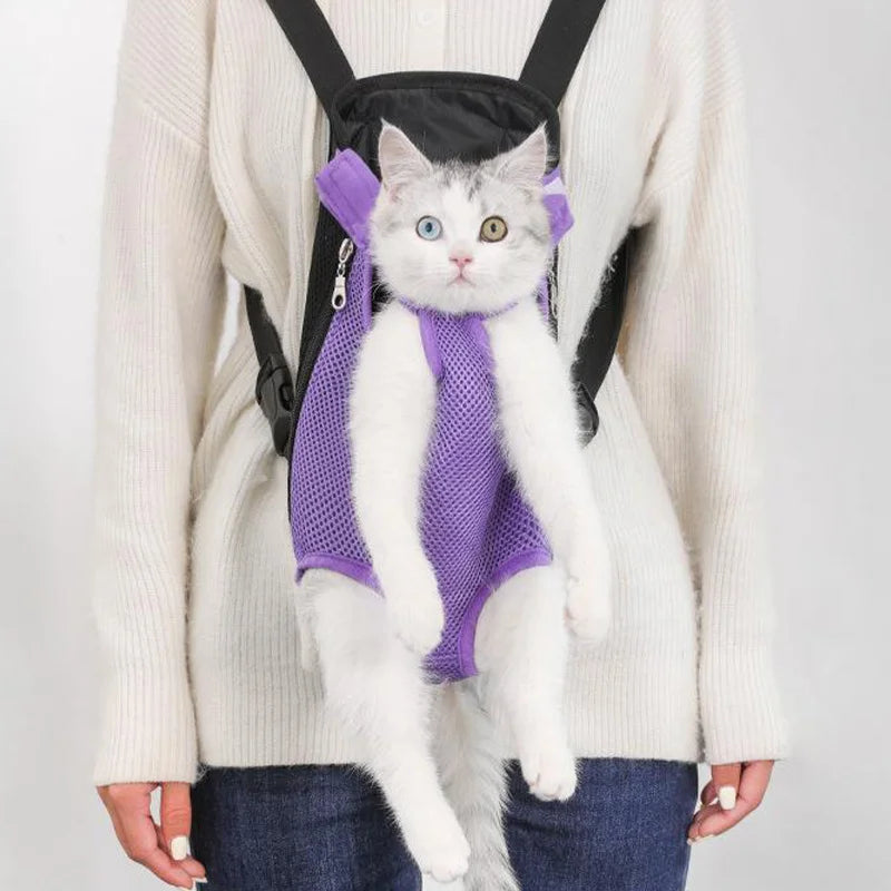 Adjustable Cat Carrier Backpack For Pets Outdoor Travel Double Shoulder Bag