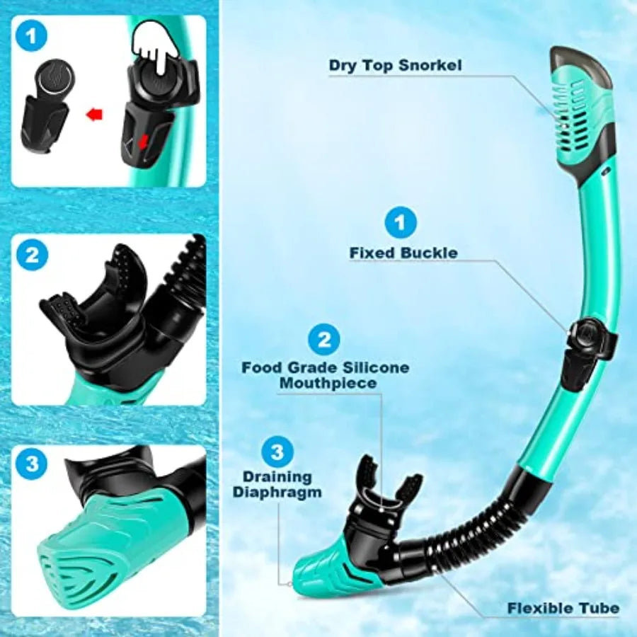 Mask Fins Snorkel Set For Adults With Panoramic Anti Fog