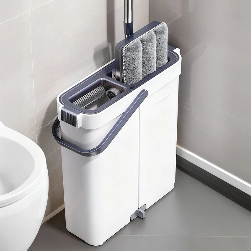 Joybos Slim Mop Bucket Set With Self Wringing Flat Mop Hair Scraper Anti Tipping
