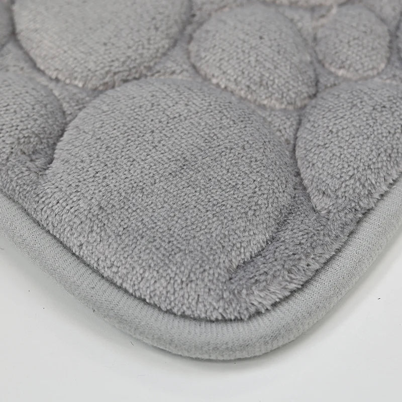 Solid Color Microfiber Bathroom Floor Mat Set Water Absorbing Non Slip Stone