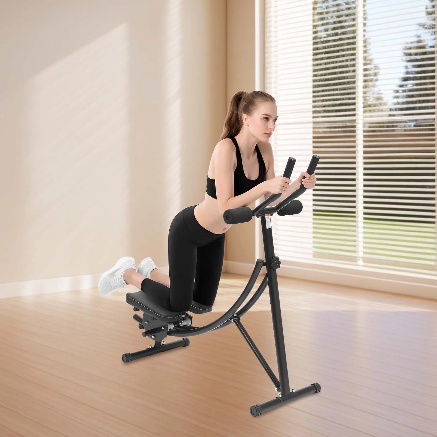 Foldable Ab Machine for Home Gym, 330lbs Heavy Duty Abdominal Trainer & Core Workout Equipment, 3-Gear Adjustable Sit-Up Bench with Smart LED Display for Men & Women (Black)