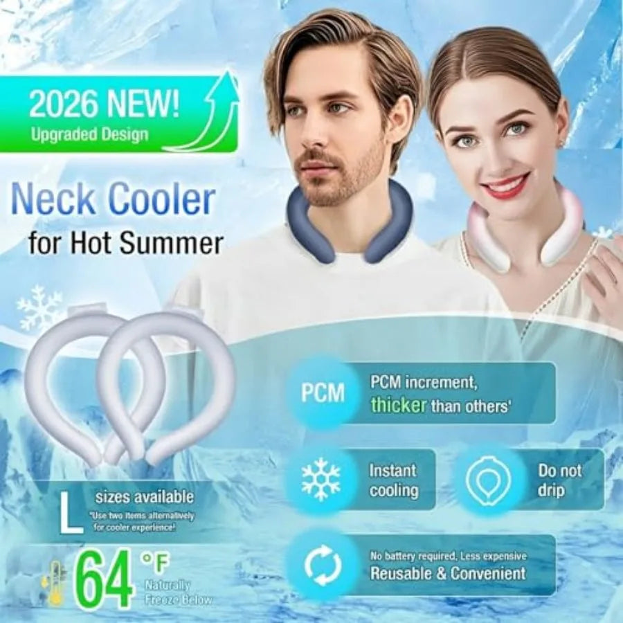 Neck Cooling Tube 70% Gel Increase Ice Ring Neck Cooler Wearable Body Cooling Products for Summer Outdoor Indoor Activities Rel