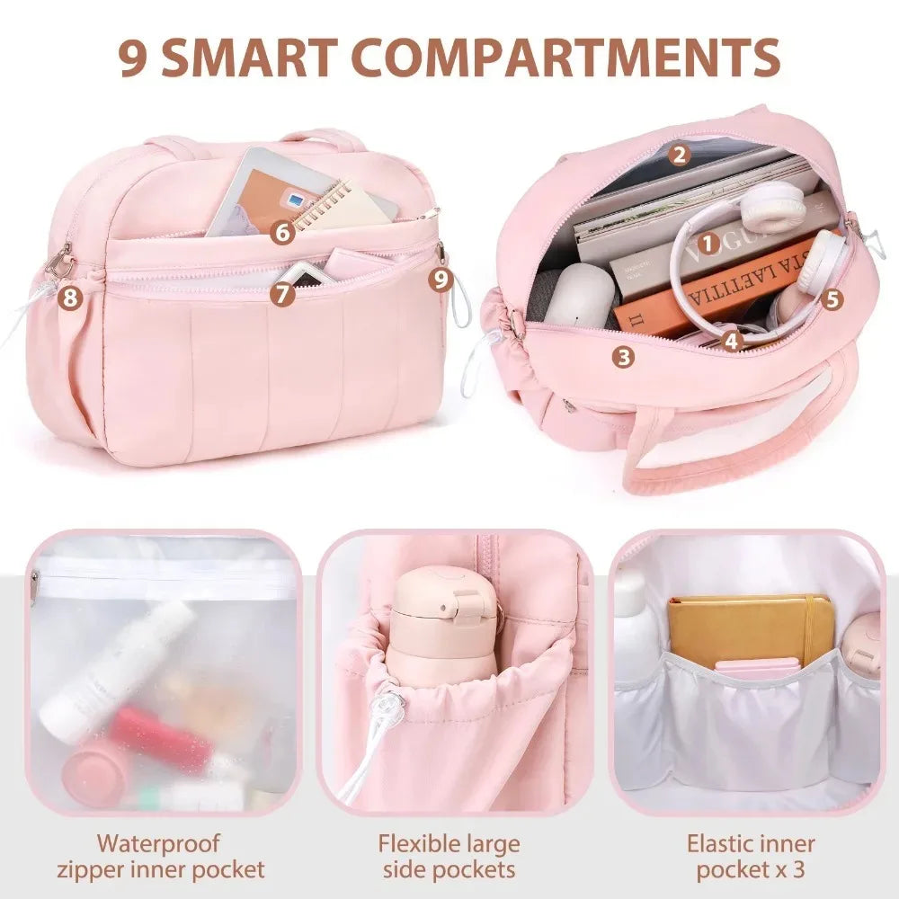 Travel Duffel Bag For Women Nylon Wet Pocket Lightweight Weekender