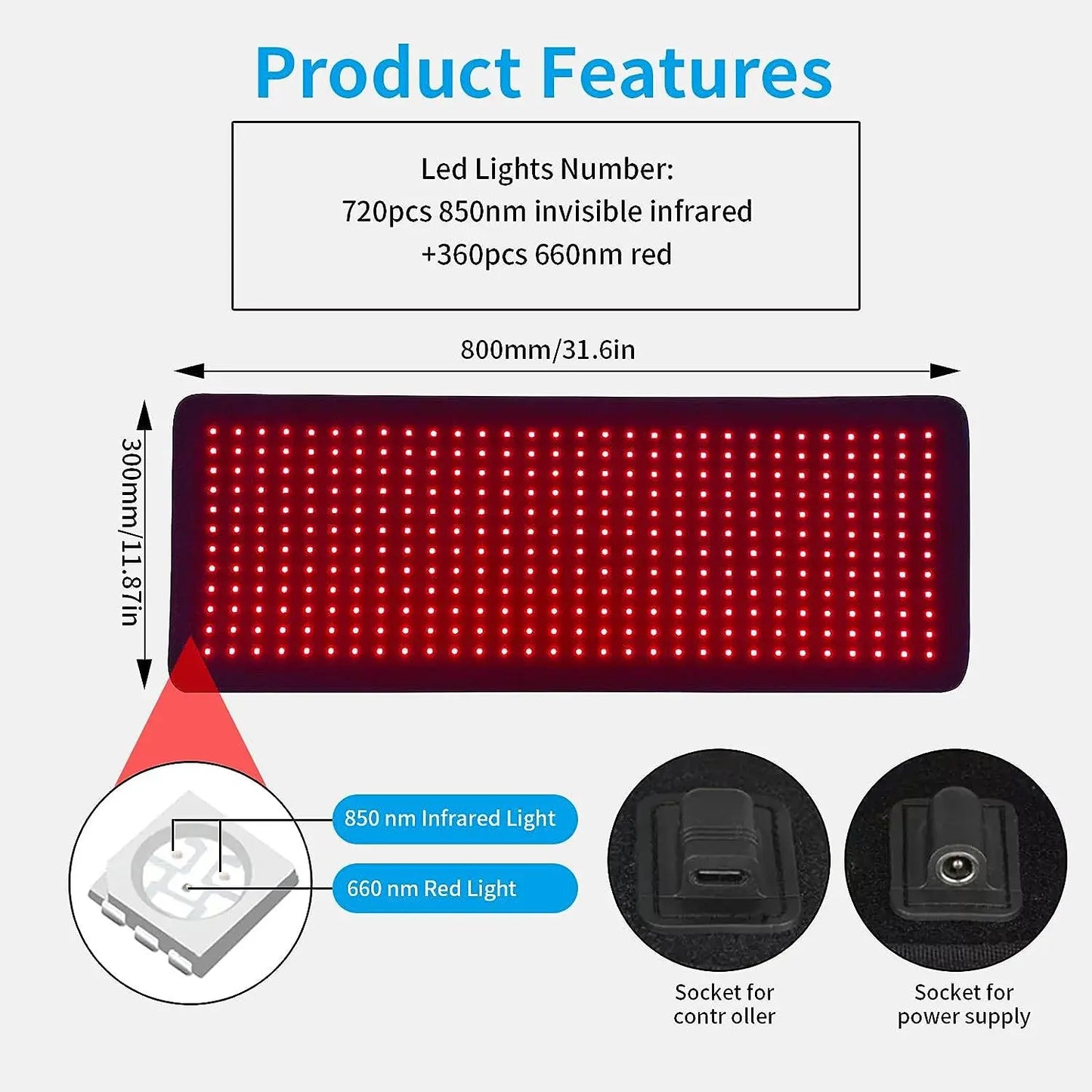 LED Infrared Light Therapy Pad For Whole Body Pain Relief