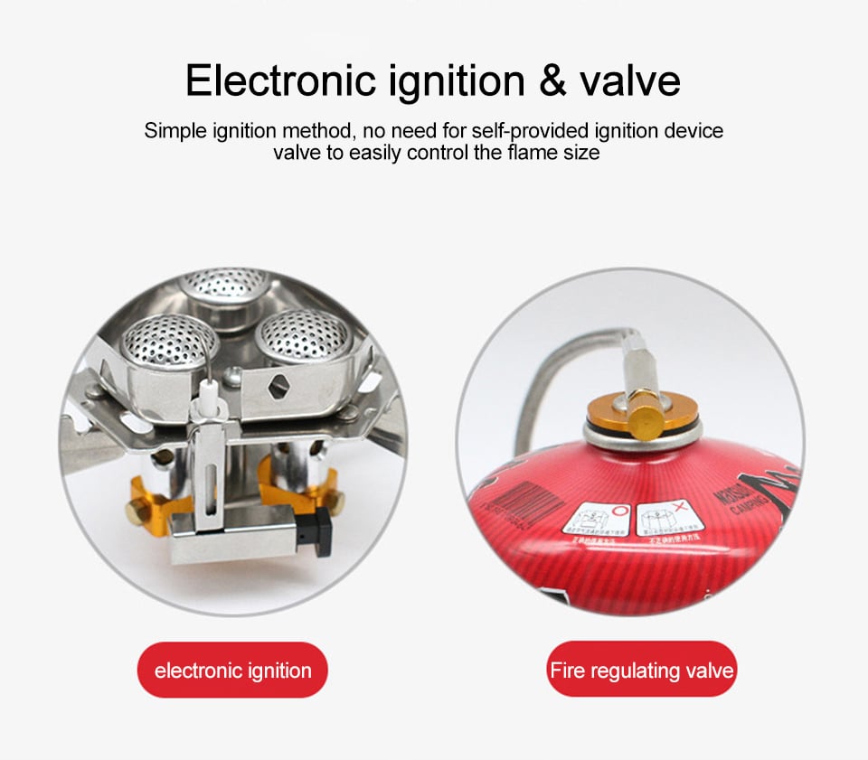 Camping Gas Burner 5800W With Piezo Ignition And Windproof